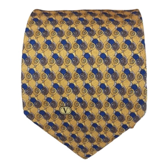 Valentino Other - VALENTINO Gold Snail Logo Silk Tie ITALY 58"/ 3.7" EC